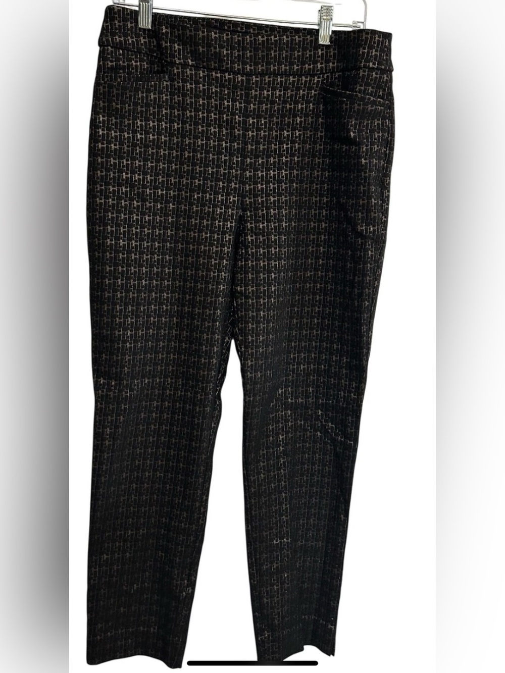 CHICOS SEXY BRIGITTE BLACK & SOFT GOLD METALLIC GEOMETRIC PANT AWESOME 4 HOLIDAY
